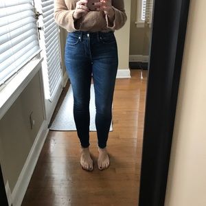 Good American jeans, fringe skinny ankle length